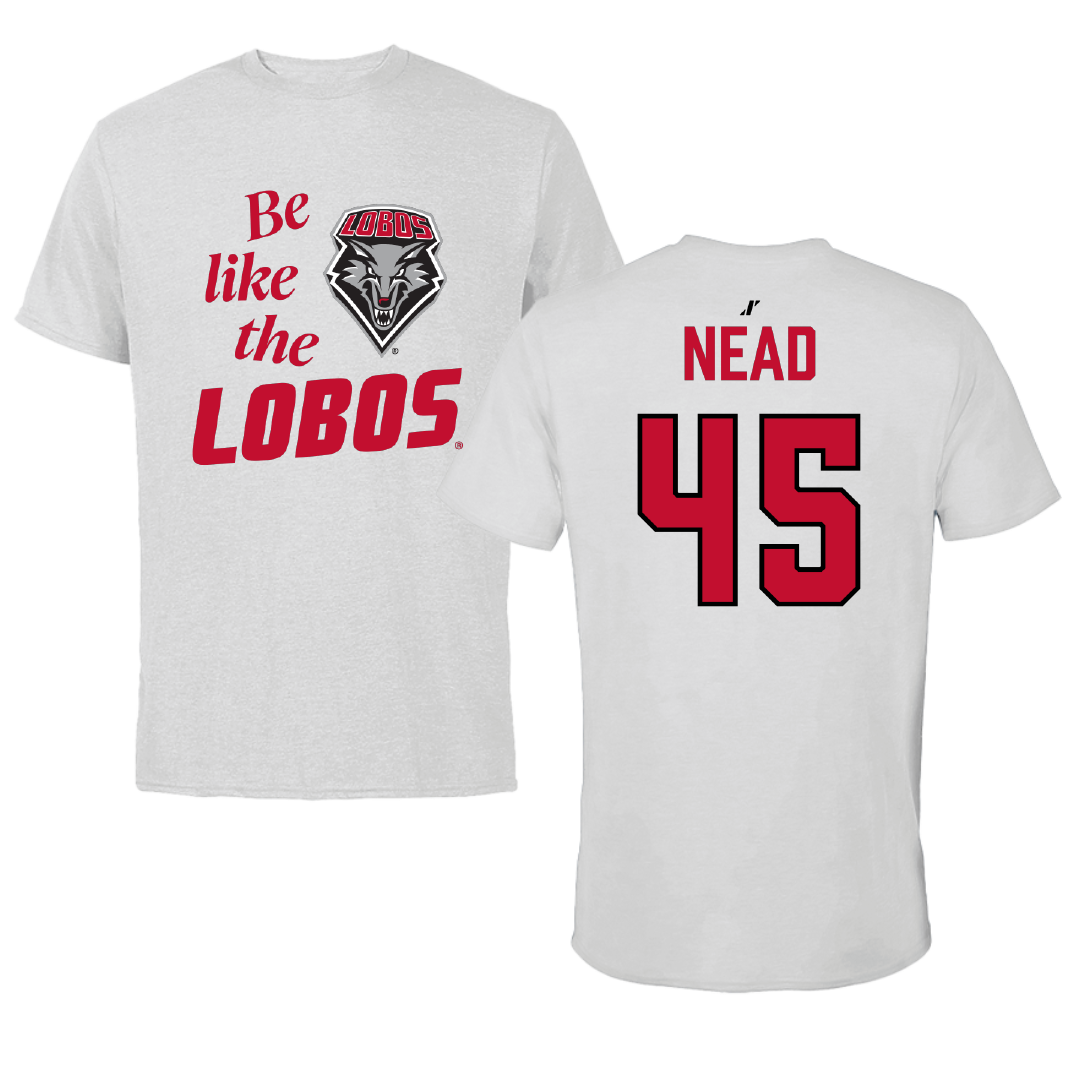 University of New Mexico Football Light Gray Be Like Us Performance Tee - #45 Keayen Nead