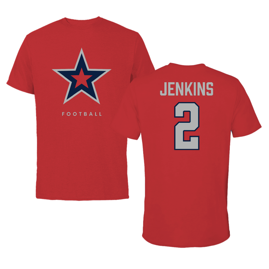 Robert Morris University Football Red Tee - #2 Jayson Jenkins