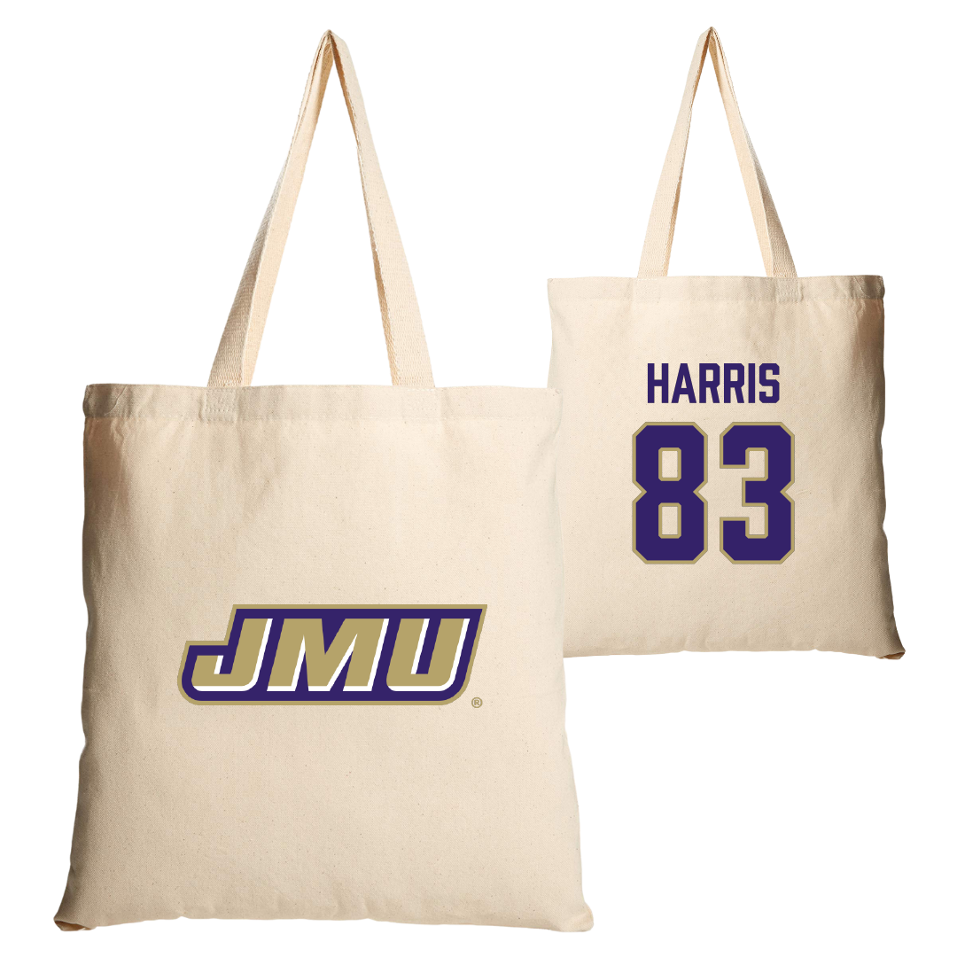 James Madison University Football Tan Canvas Tote Bag - #83 Erick Harris