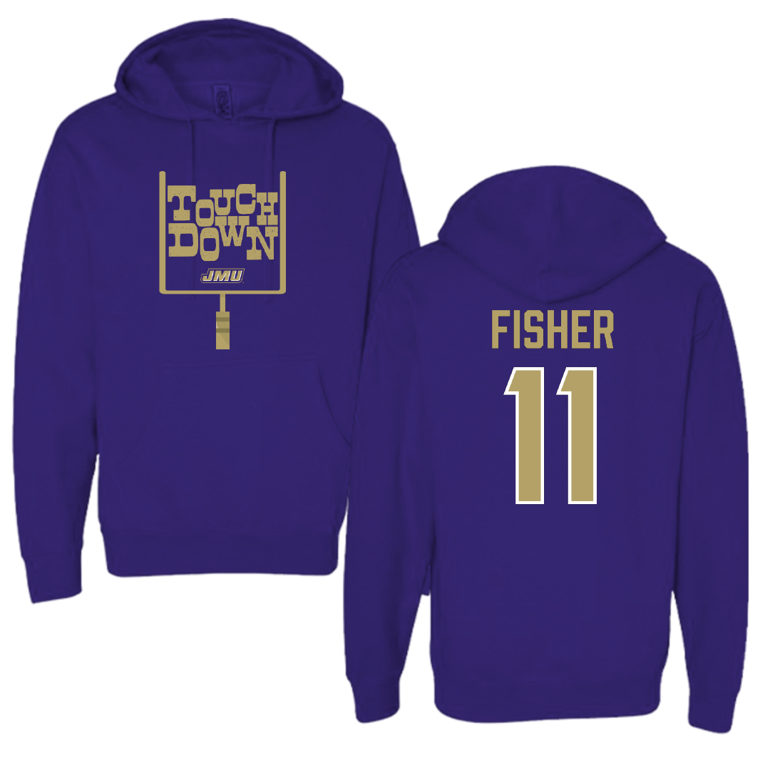 James Madison University Football Purple Touchdown Hoodie - #11 Aiden Fisher