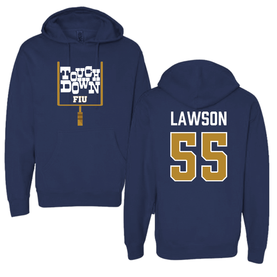 Florida International University Football Navy Touchdown Hoodie - #55 Wyatt Lawson