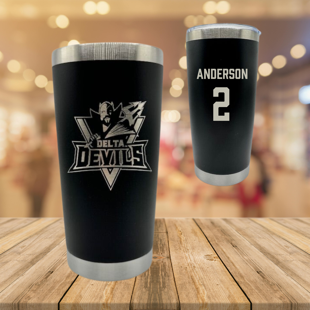 Mississippi Valley State University Football Black Stainless Steel Tumbler - #2 Jordan Anderson