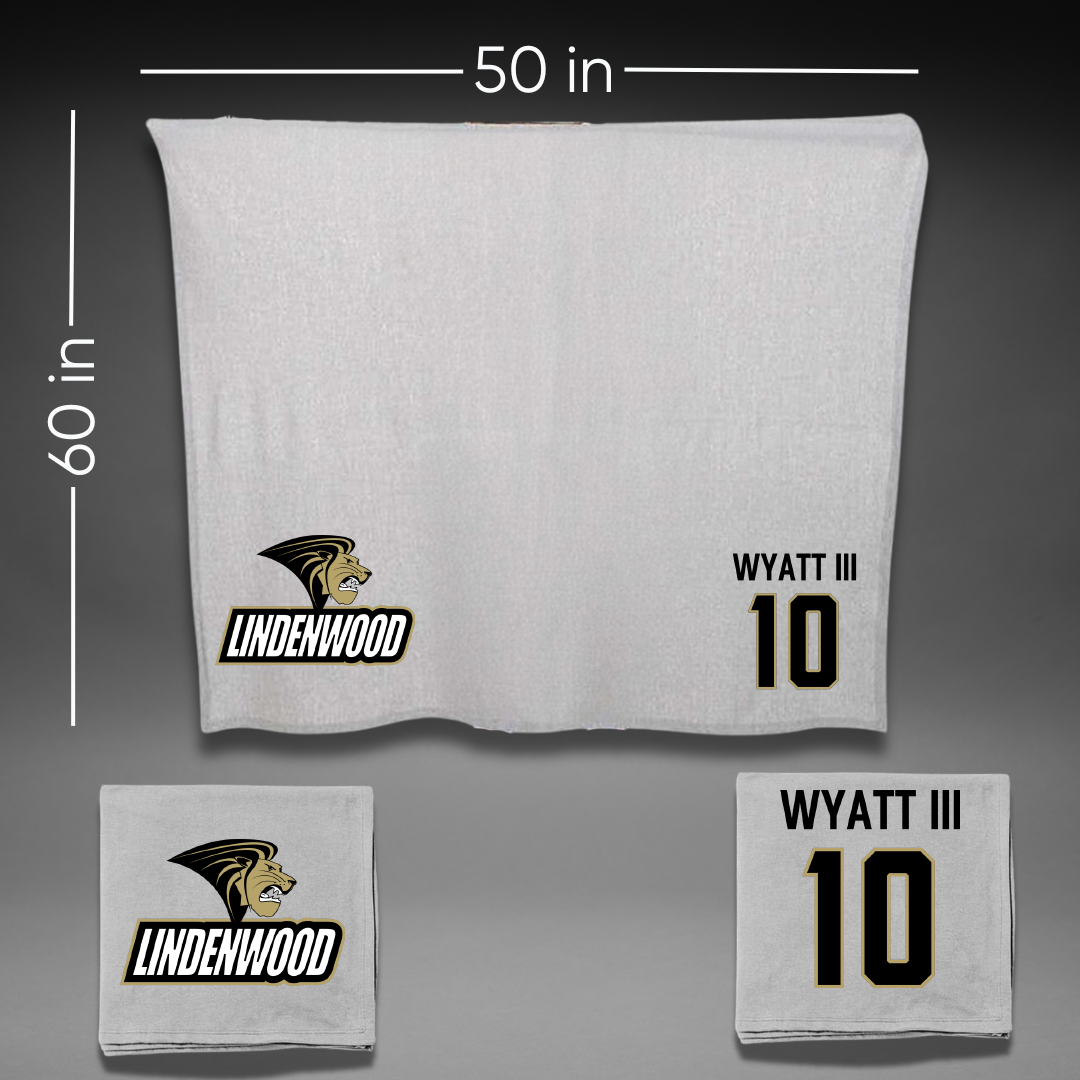 Lindenwood University Football Gray Blanket - #10 Jacques Wyatt III