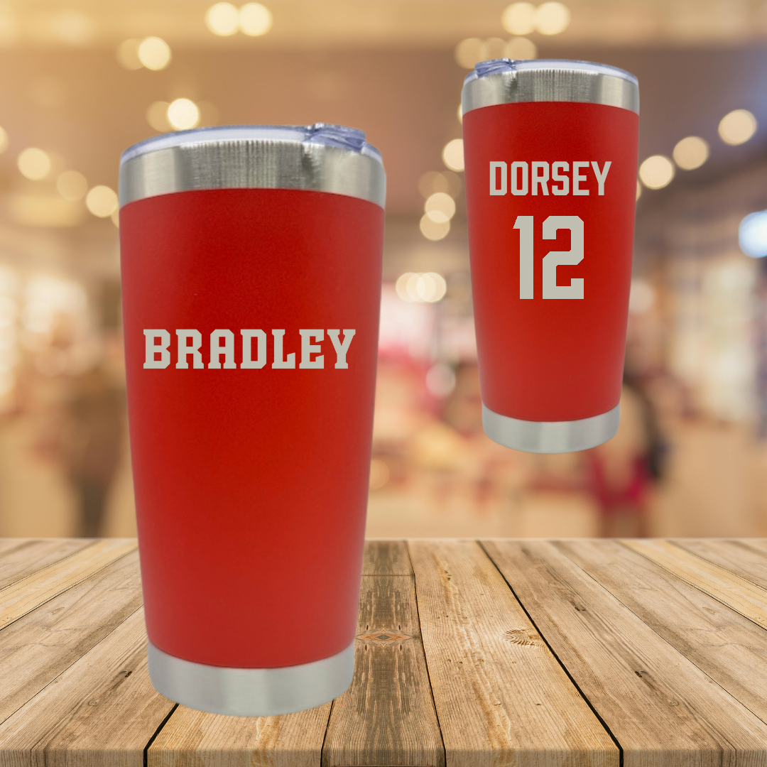 Bradley University Basketball Red Braves Stainless Steel Tumbler - #12 Nika Dorsey