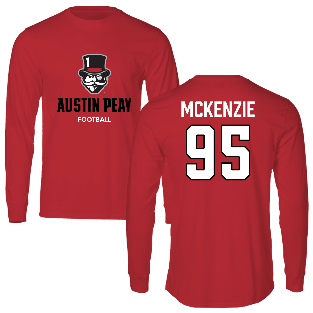 Austin Peay State University Football Red Mascot Long Sleeve - #95 Elon McKenzie