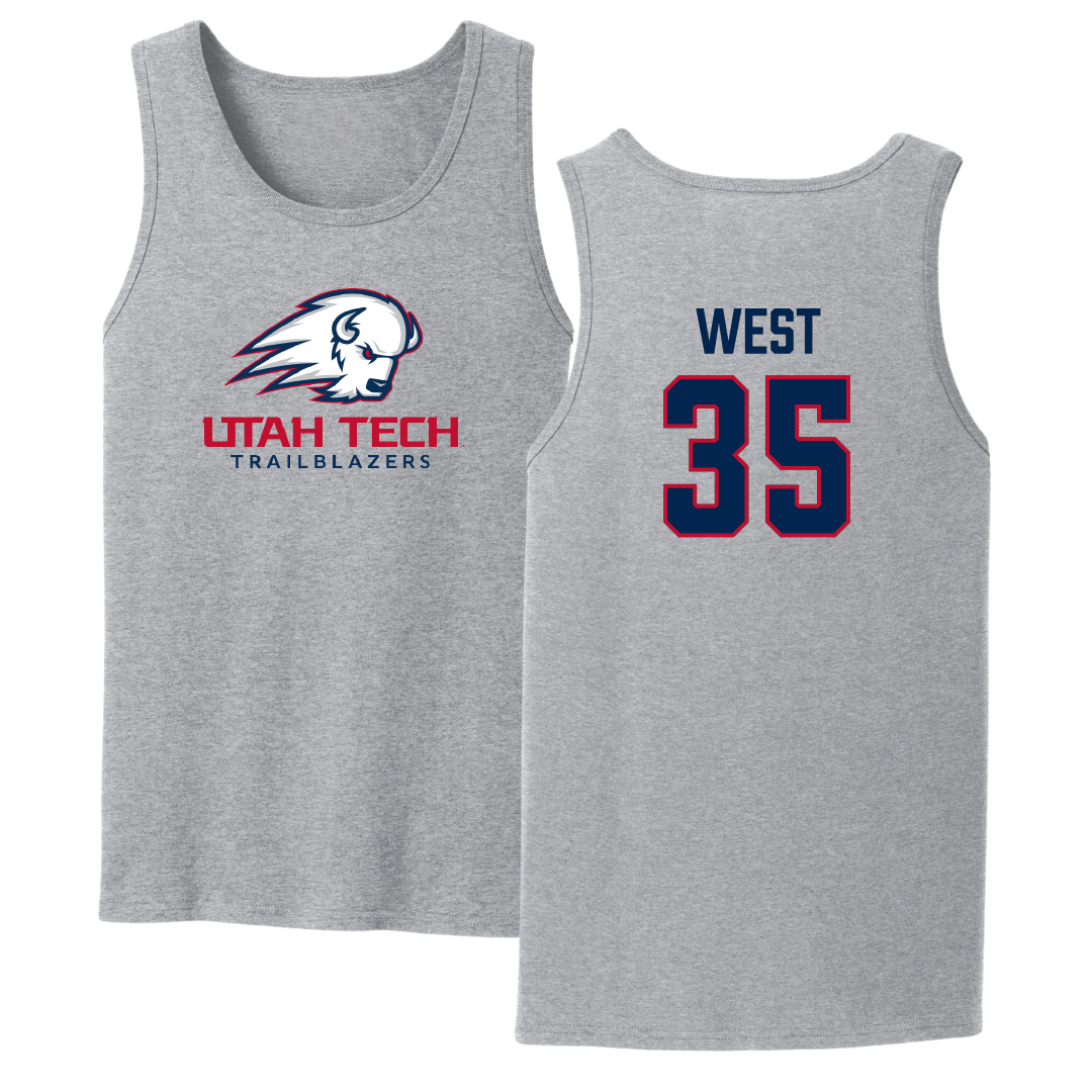 Utah Tech University Baseball Sport Gray Tank Top - #35 Dakoda West