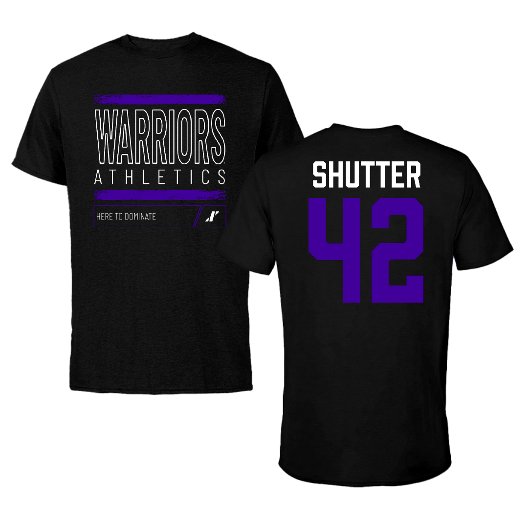 Winona State University Football Black Dominate Tee - #42 Sam Shutter