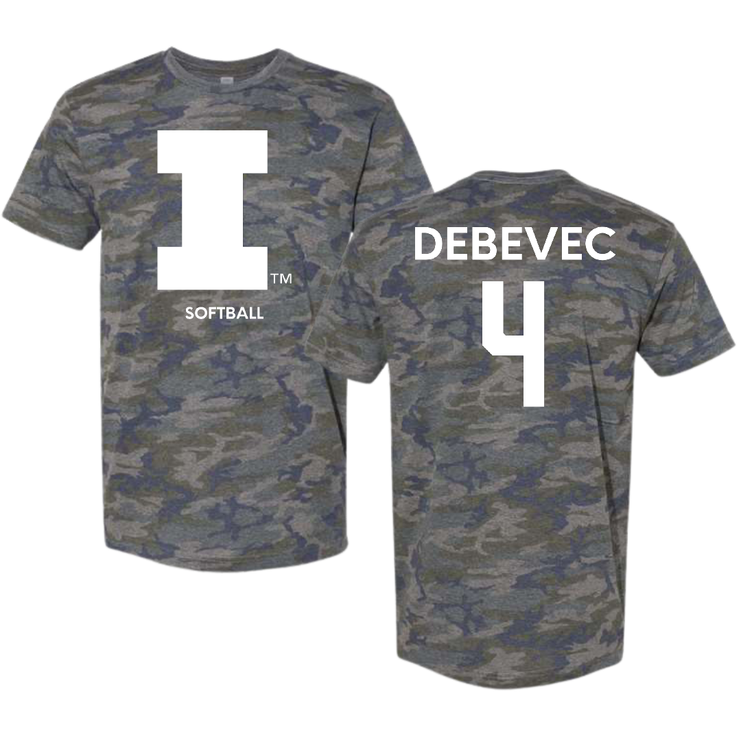 University of Illinois Softball Vintage Camo Tee - #4 Gabby Debevec