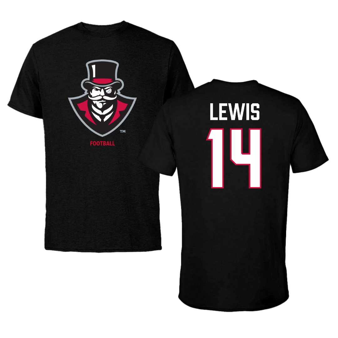 Austin Peay State University Football Black Tee - #14 Christian Lewis
