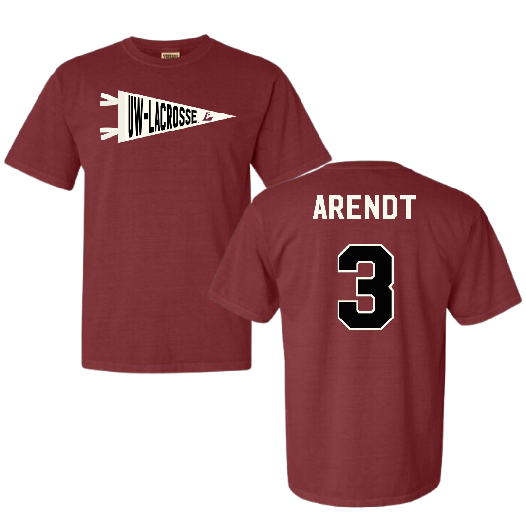 University of Wisconsin-La Crosse Football Maroon Pennant Comfort Colors Tee - #3 Keaton Arendt