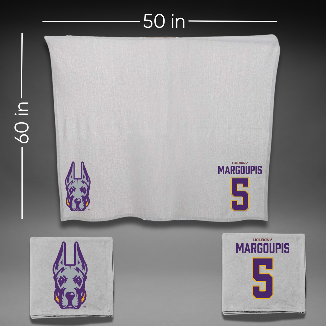 University at Albany Basketball Gray Blanket - #5 Jack Margoupis