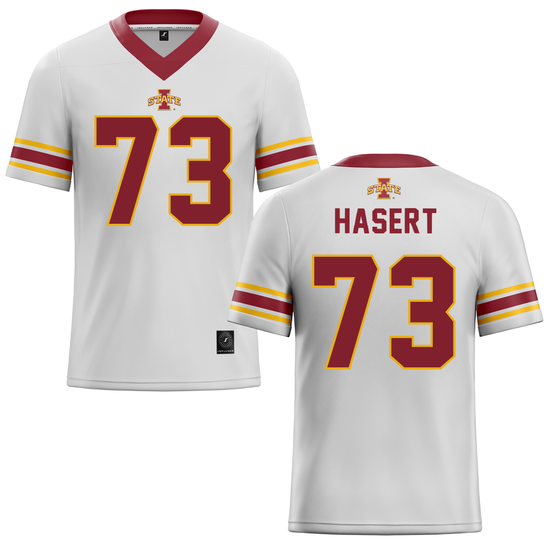 Iowa State University White Football Jersey - #73 Deylin Hasert