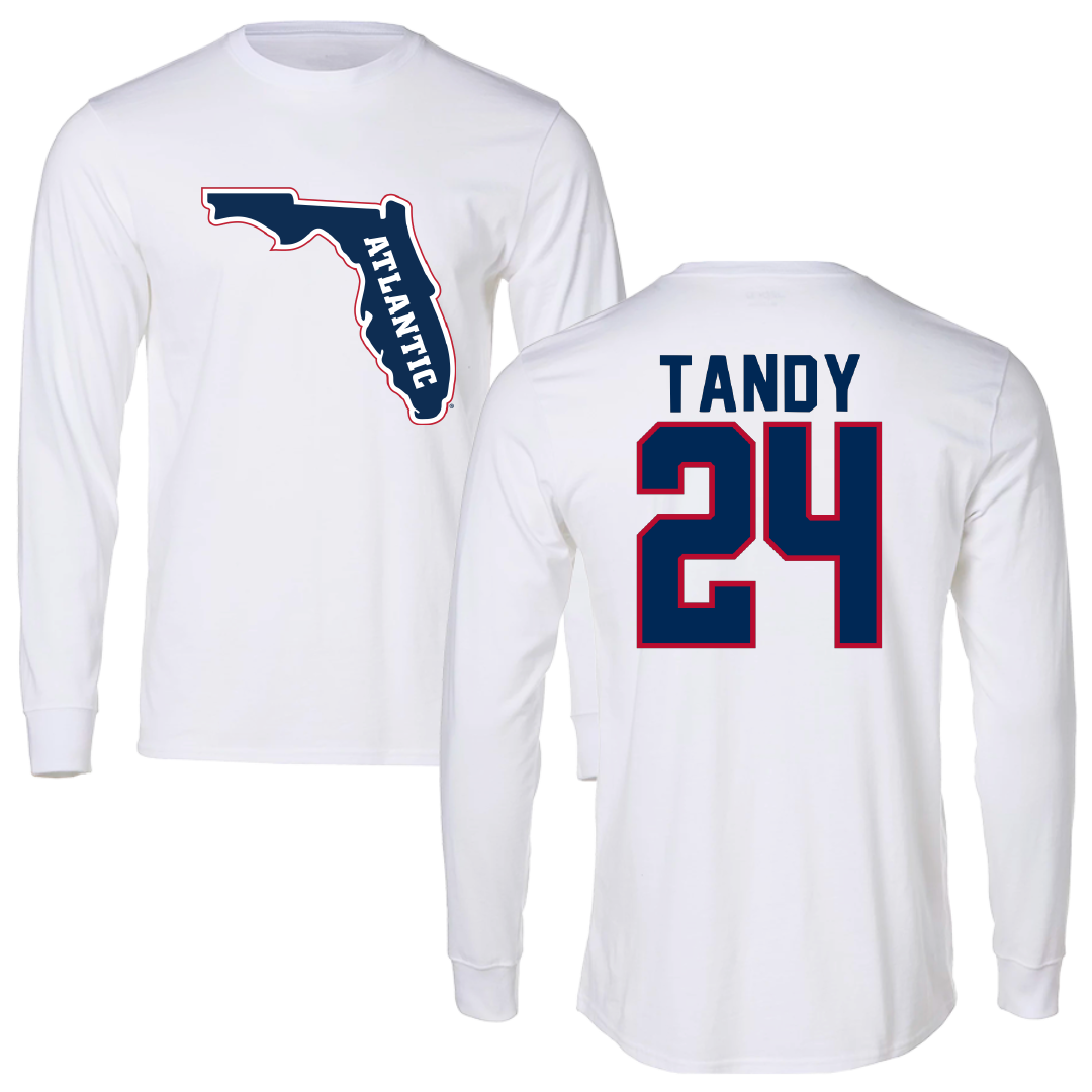 Florida Atlantic University Basketball White Long Sleeve - #24 Dekeyvan Tandy