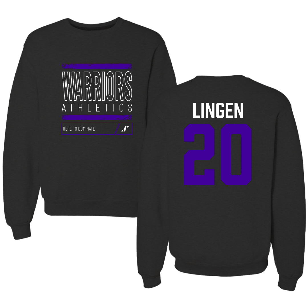 Winona State University Baseball Black Dominate Crewneck - #20 Drew Lingen