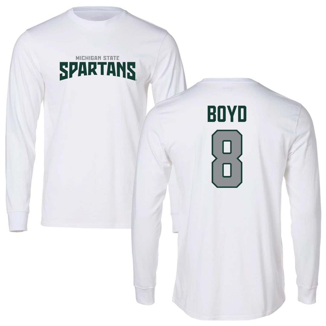 Michigan State University Football White Classic Long Sleeve - #8 Evan Boyd