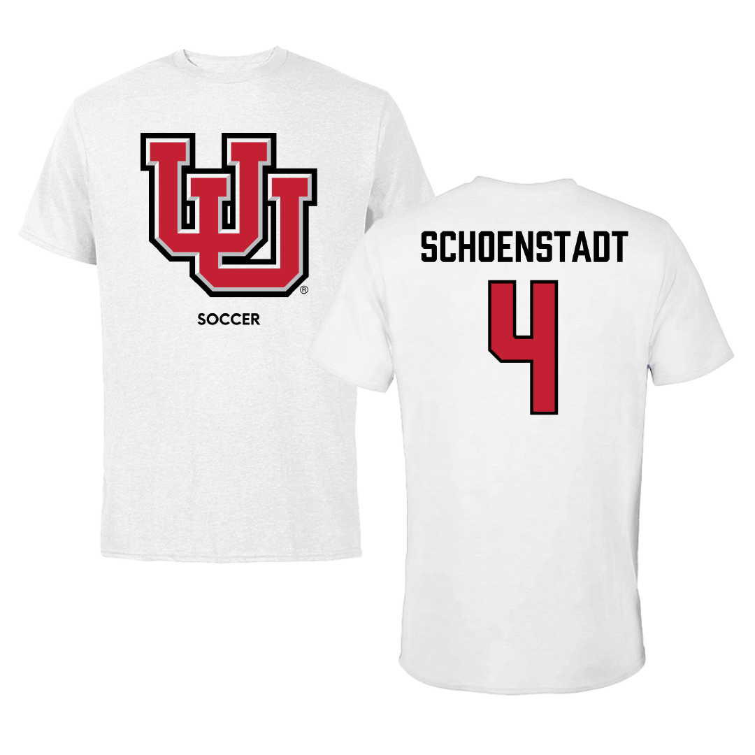 University of Utah Soccer (W) White Performance Tee - #4 Alex Schoenstadt