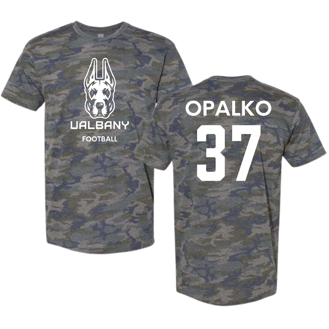 University at Albany Football Vintage Camo Tee - #37 John Opalko