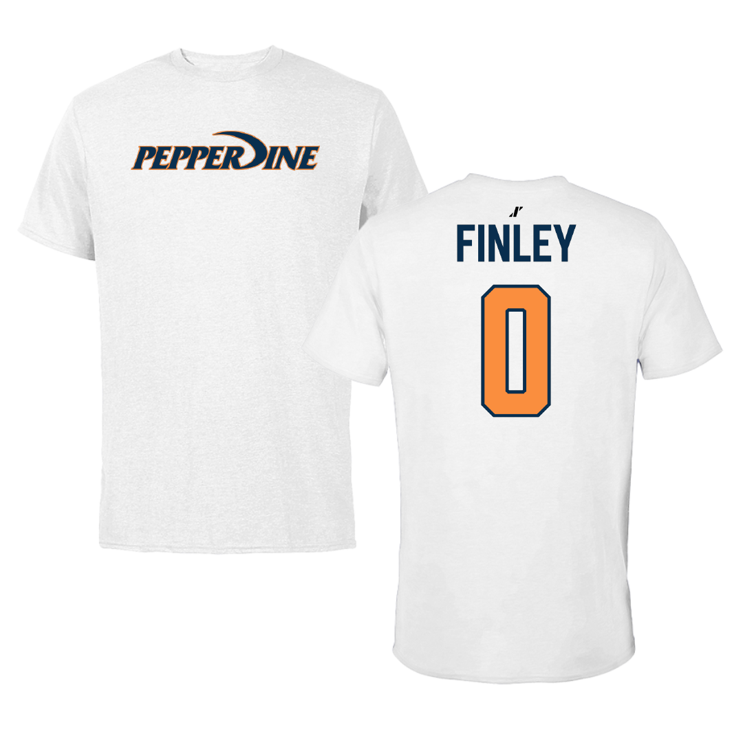 Pepperdine University Basketball White Performance Tee - #0 Ivory Finley