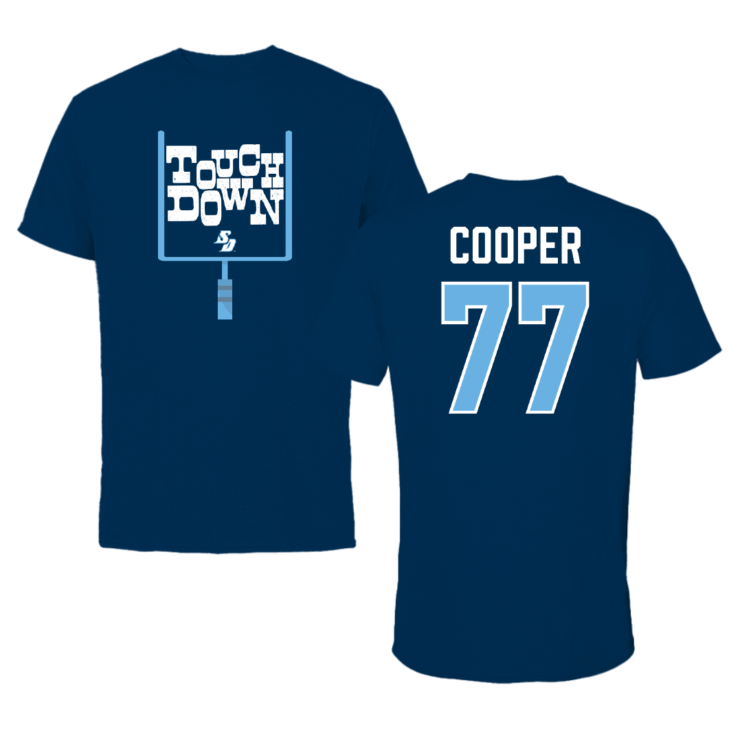 University of San Diego Football Navy Touchdown Tee - #77 Malachi Cooper