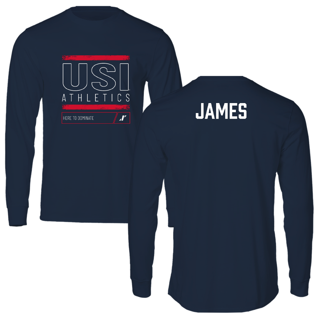 University of Southern Indiana Swimming & Diving Navy Dominate Long Sleeve - Cameron James