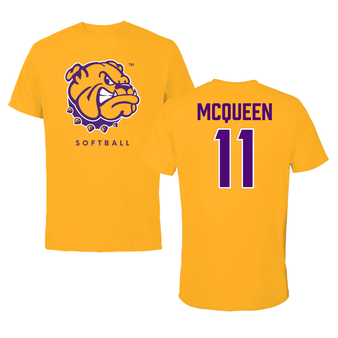 Western Illinois University Softball Gold Tee - #11 Tori McQueen