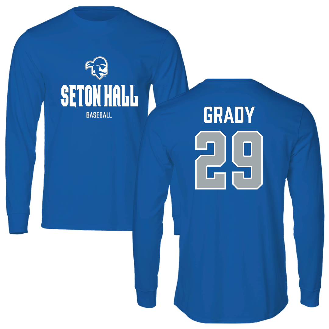 Seton Hall University Baseball Blue Block Performance Long Sleeve - #29 Shea Grady