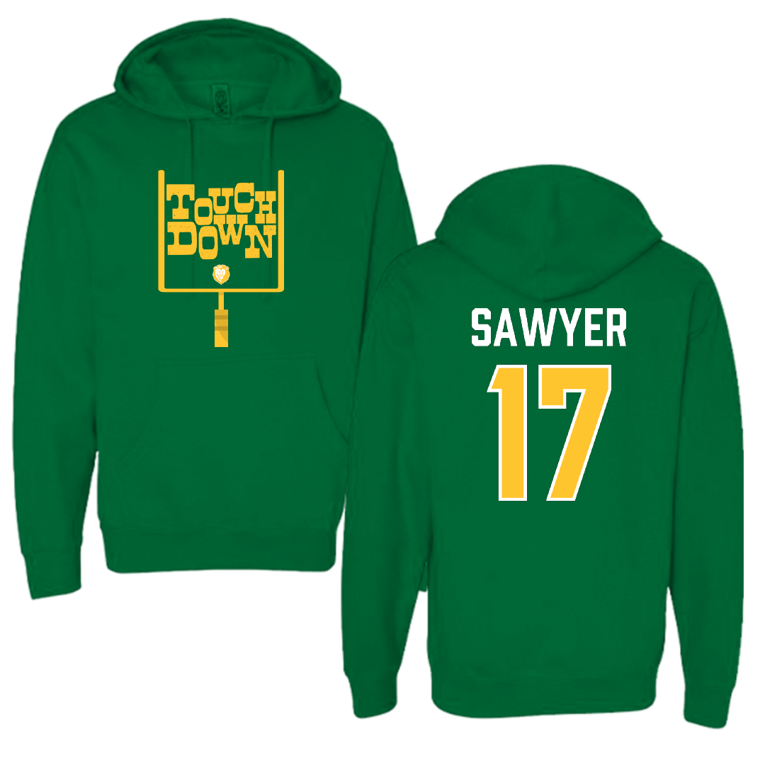 Southeastern Louisiana University Football Green Touchdown Hoodie - #17 Eli Sawyer
