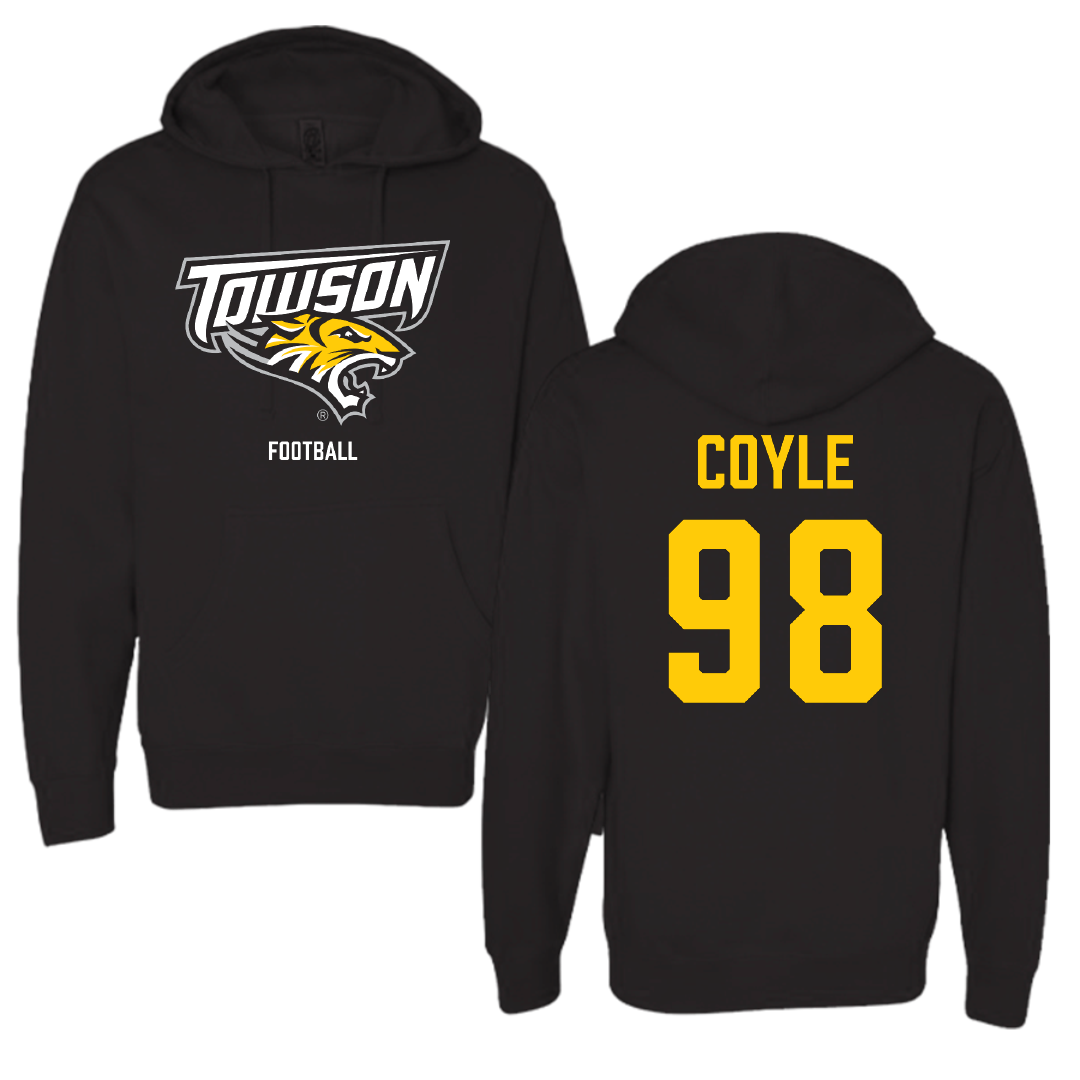 Towson University Football Black Hoodie - #98 Patrick Coyle