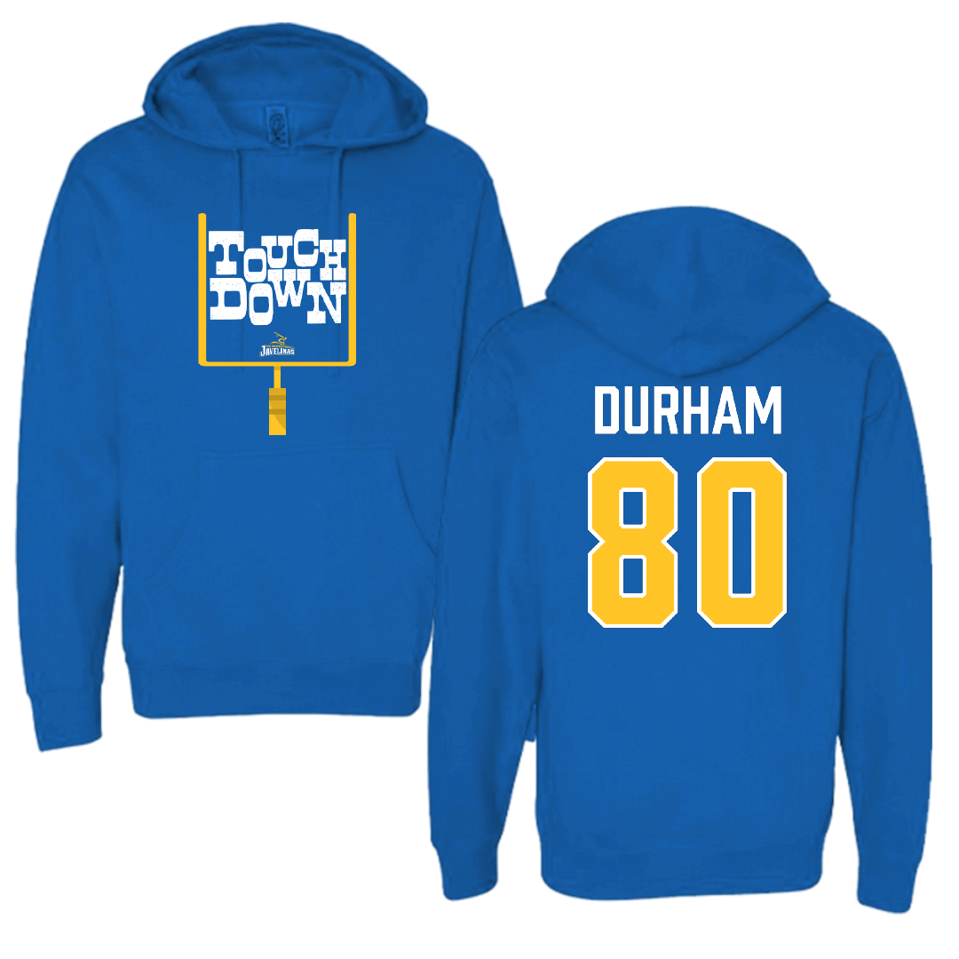 Texas A&M University-Kingsville Football Blue Touchdown Hoodie - #80 Exavier Durham