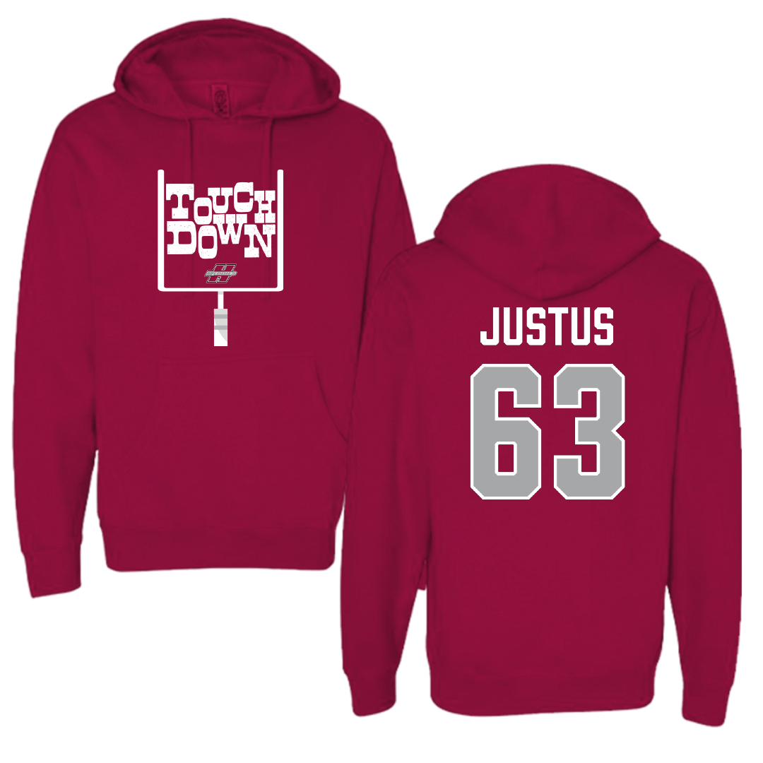 Henderson State University Football Cardinal Touchdown Hoodie - #63 Conner Justus