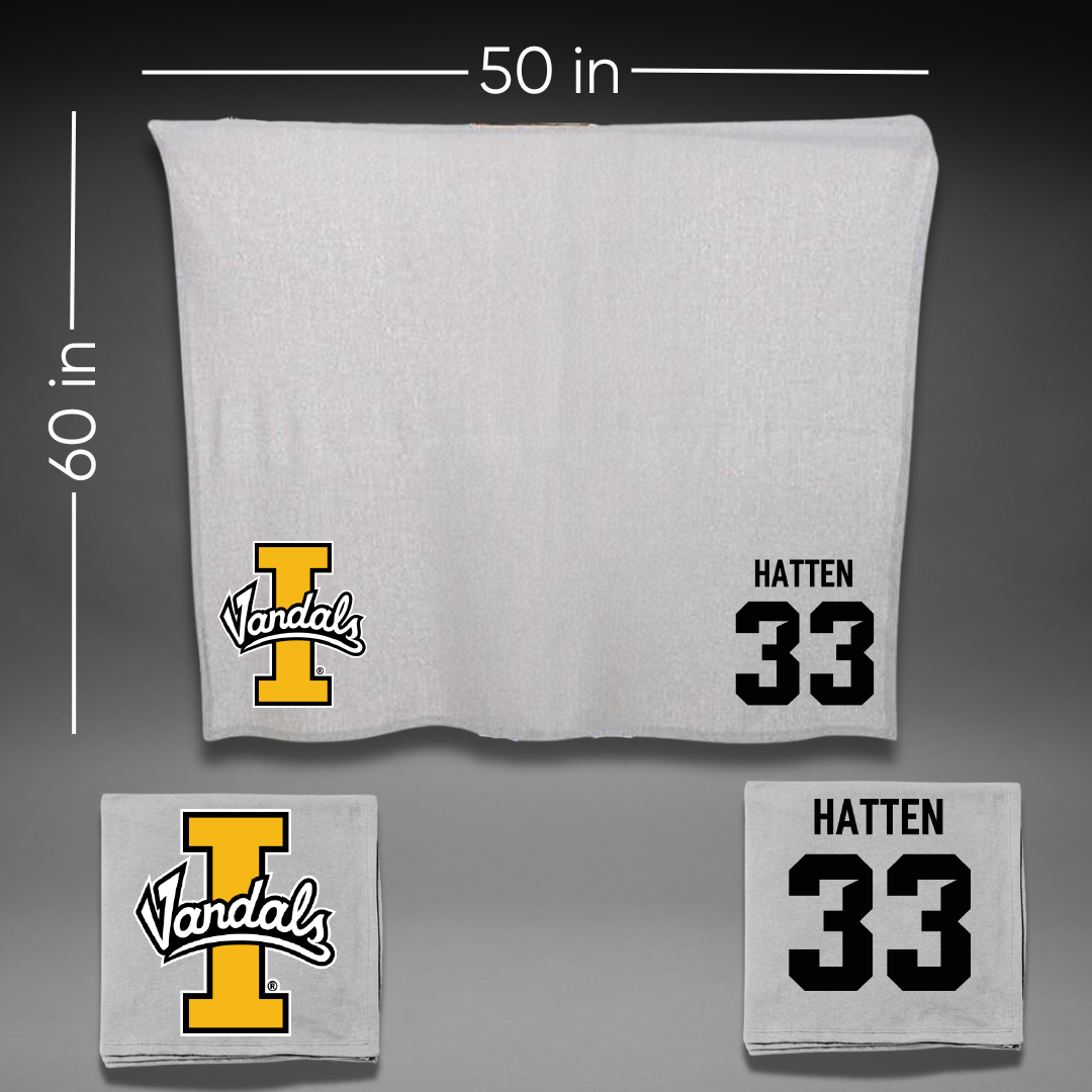 University of Idaho Basketball Gray Vandals Blanket - #33 Jack Hatten