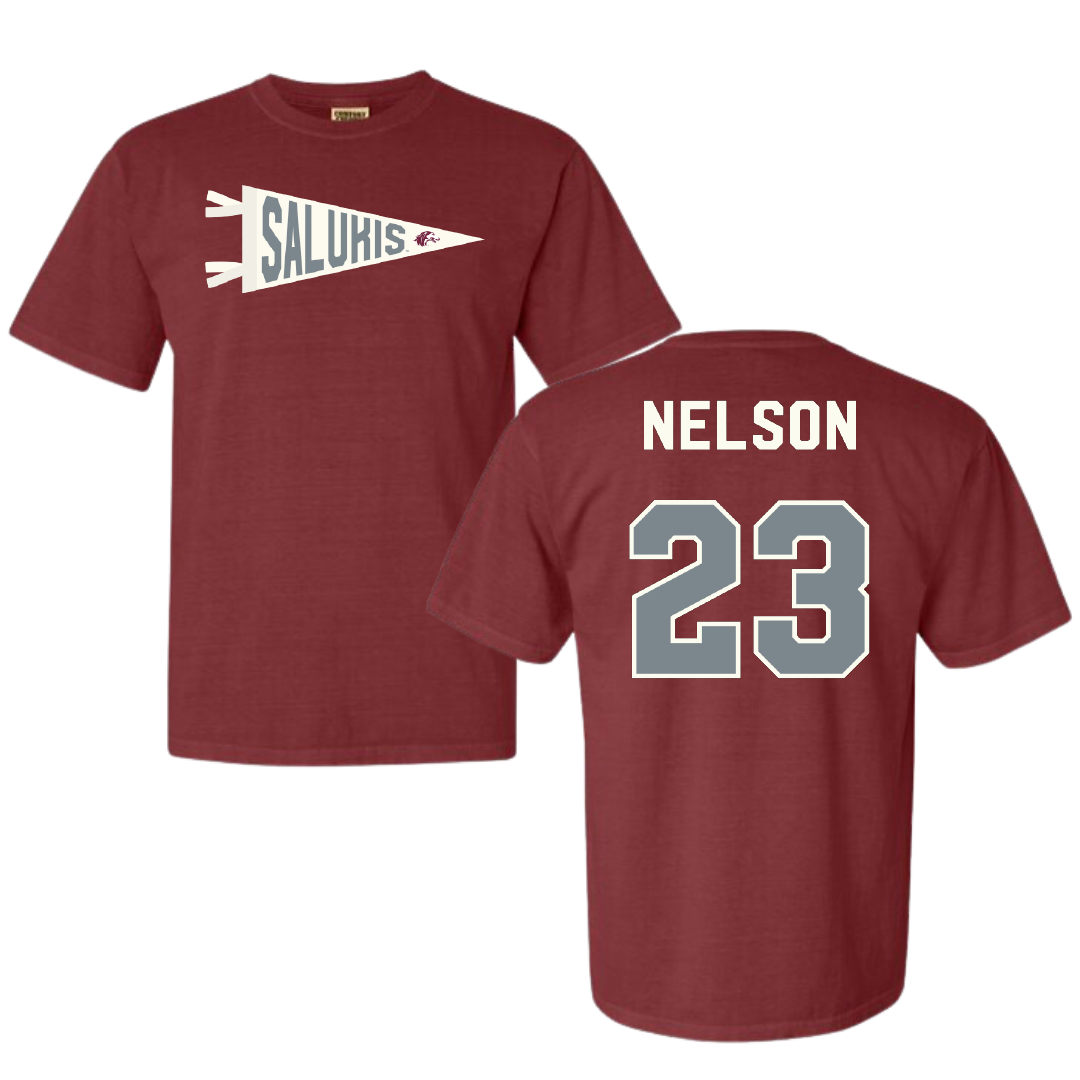 Southern Illinois University at Carbondale Basketball Maroon Pennant Comfort Colors Tee - #23 Tkiyah Nelson