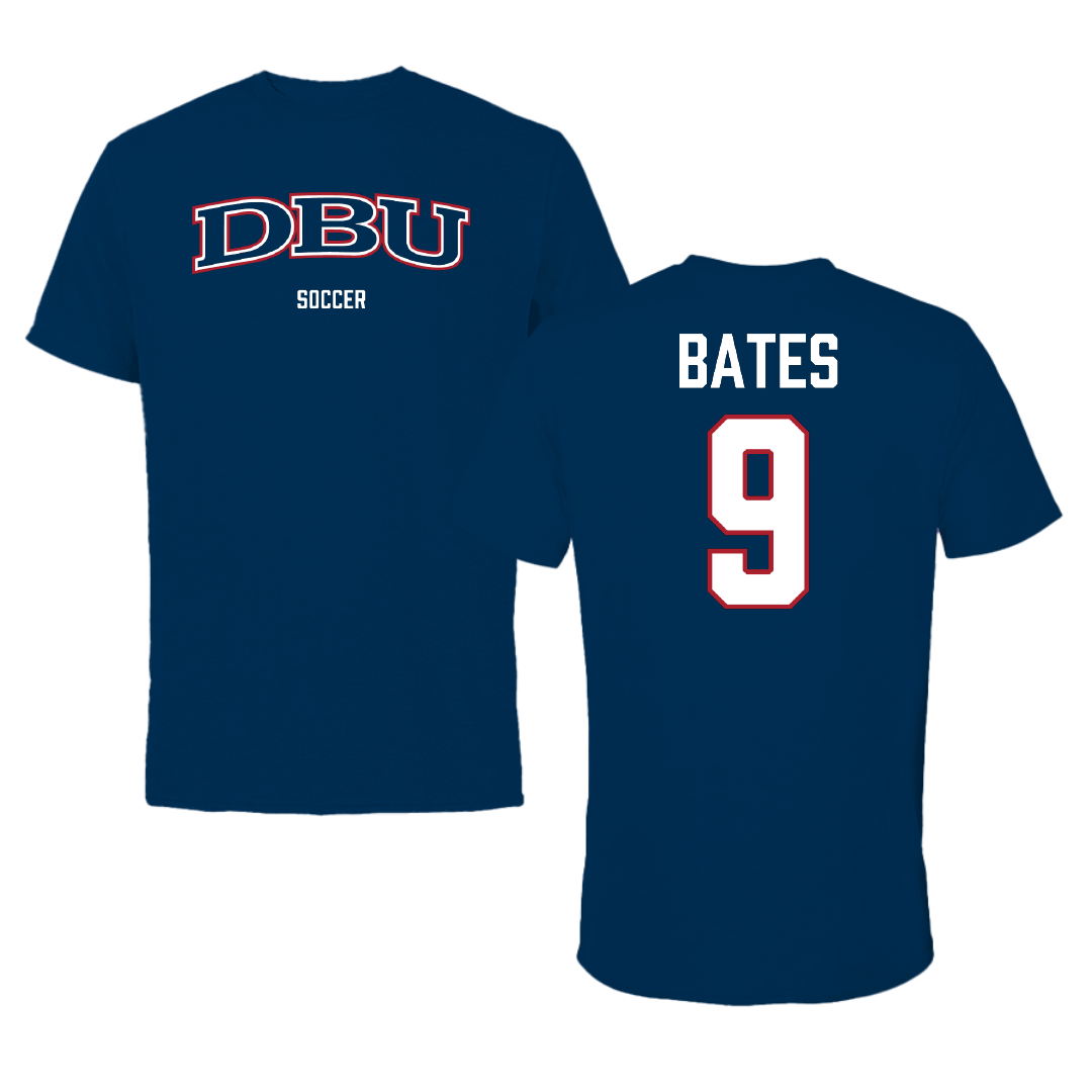 Dallas Baptist University Soccer (W) Navy Tee - #9 Emily Bates