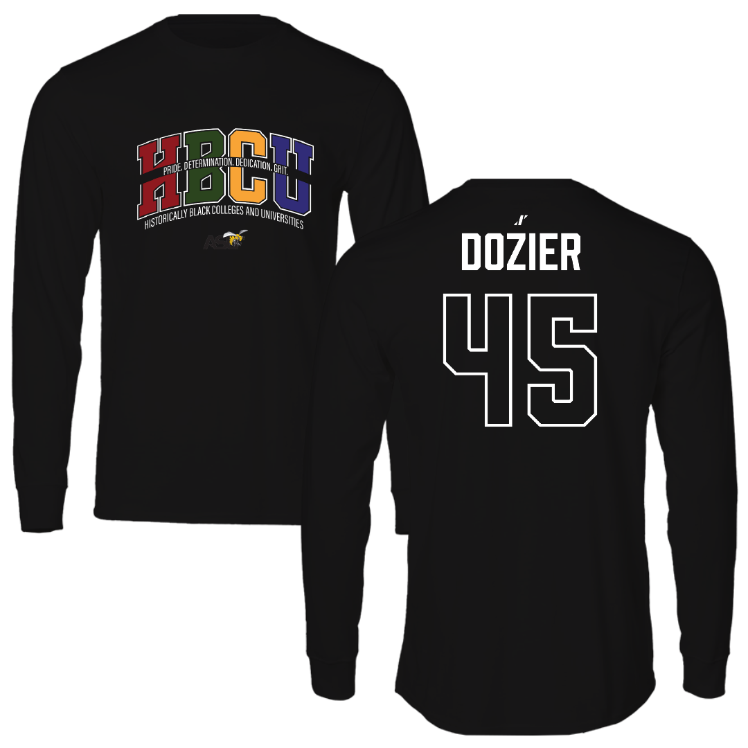 Alabama State University Football Black HBCU Long Sleeve - #45 Rico Dozier