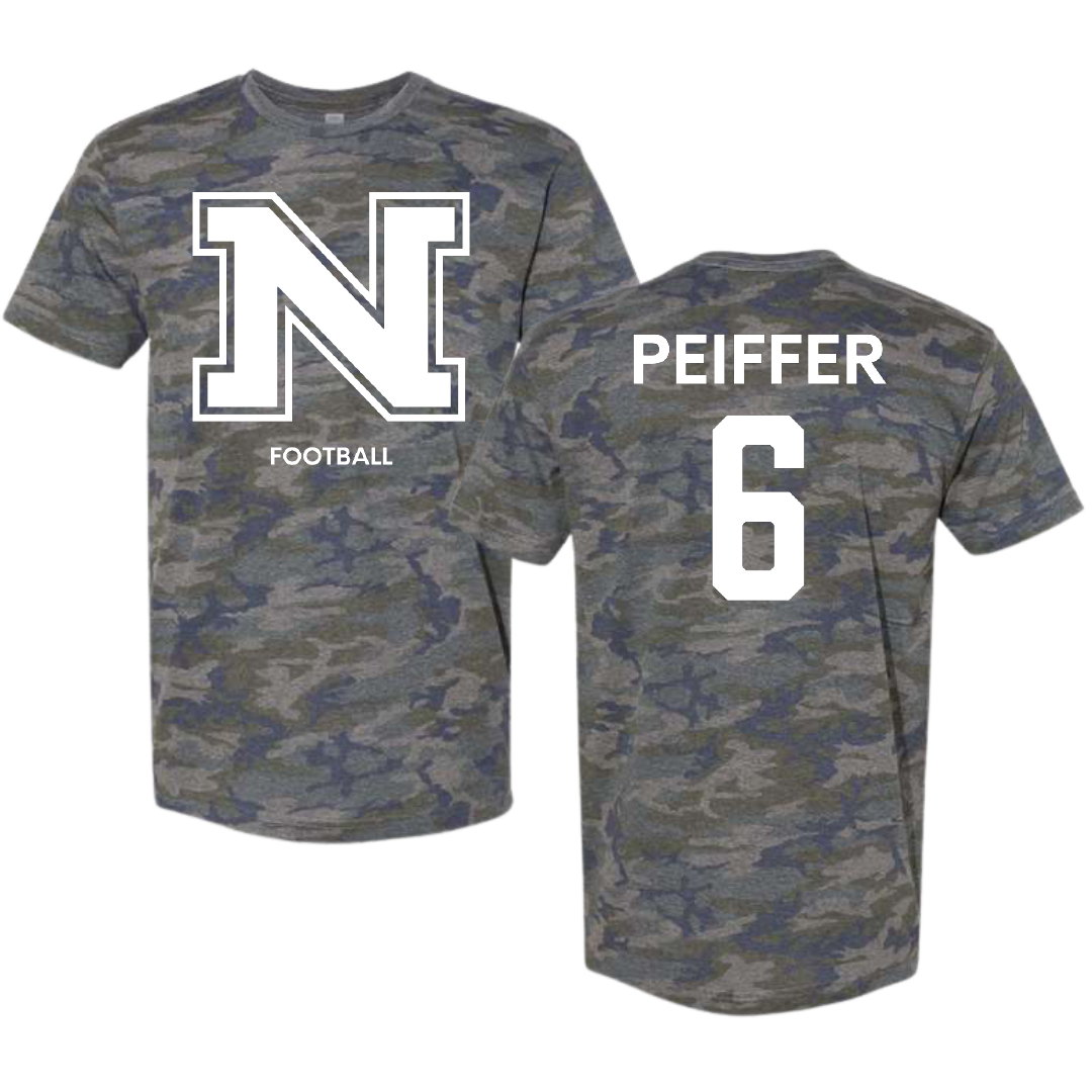 Northern Michigan University Football Vintage Camo Tee - #6 Sam Peiffer
