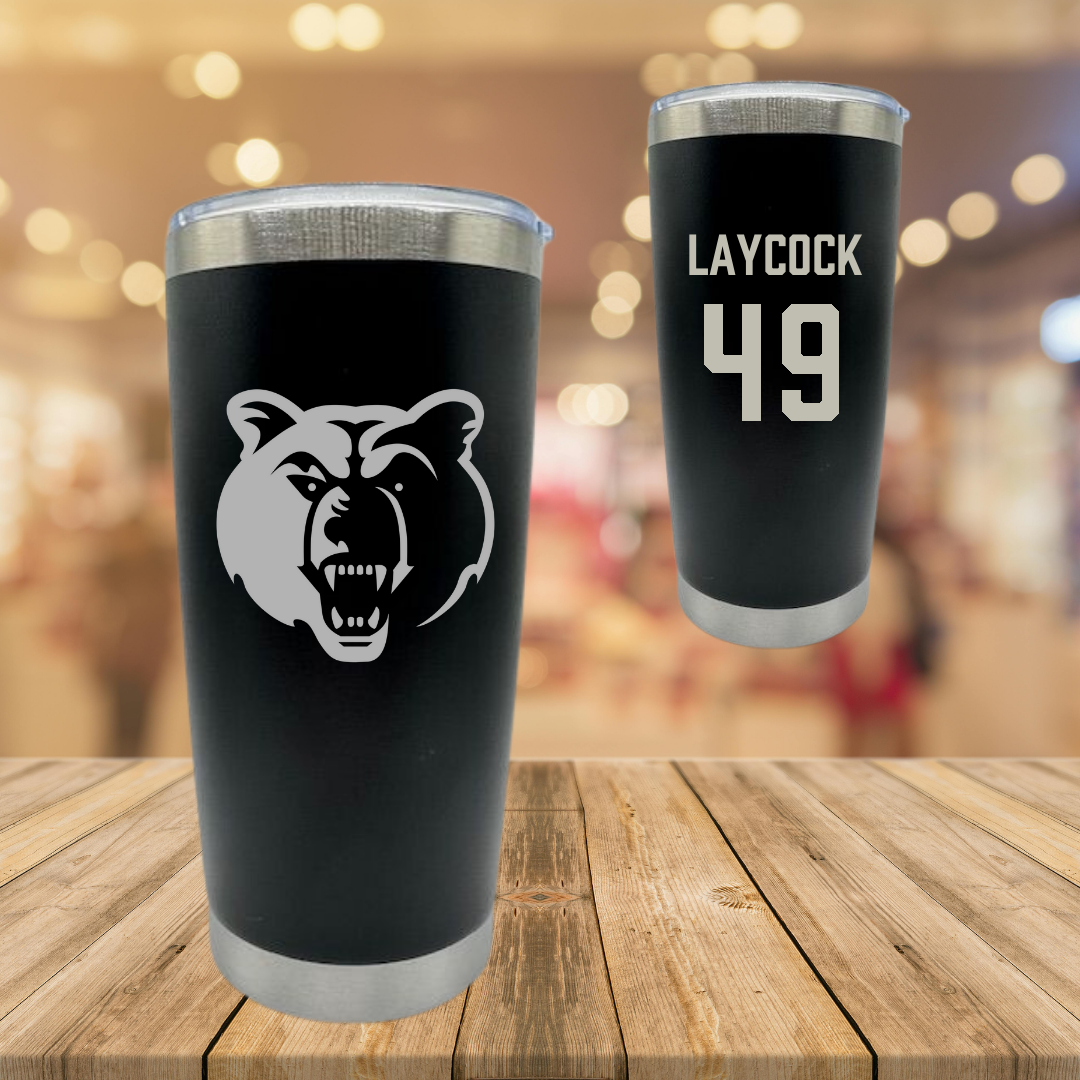 Salt Lake Community College Baseball Black Stainless Steel Tumbler - #49 Austin Laycock