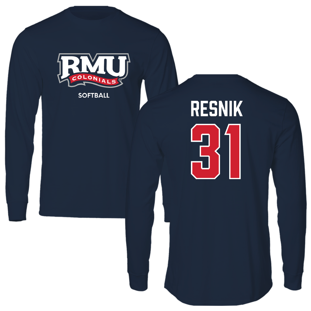 Robert Morris University Softball Navy RMU Performance Long Sleeve - #31 Anna Resnik