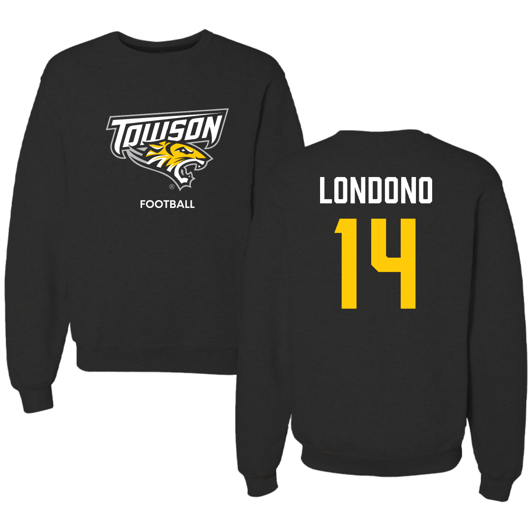 Towson University Football Black Crewneck - #14 Lukkas Londono