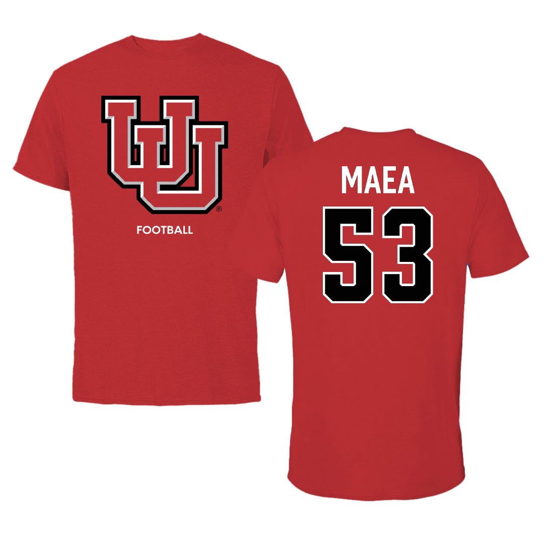 University of Utah Football Red Tee - #53 Johnny Maea