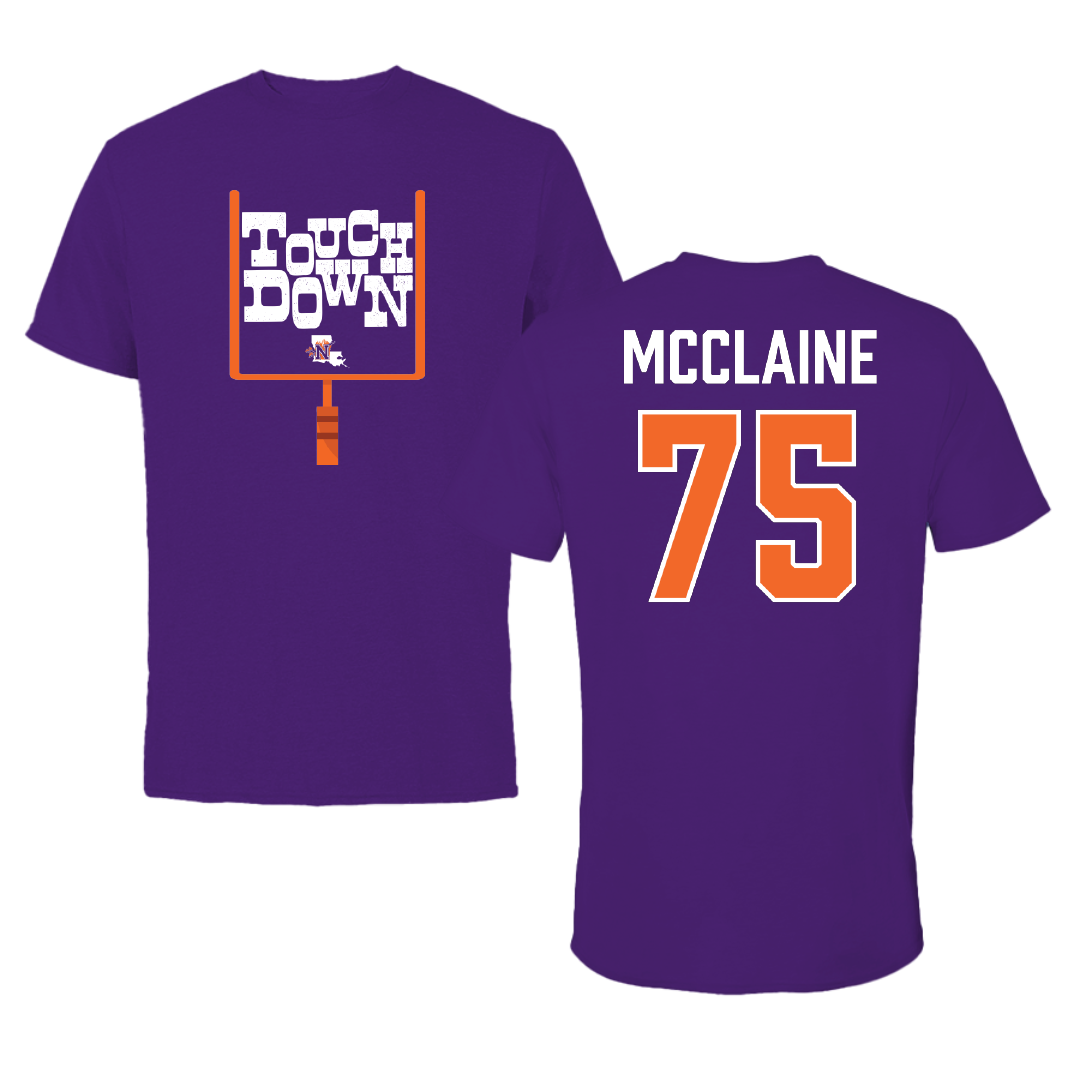 Northwestern State University Football Purple Touchdown Performance Tee - #75 Jordan McClaine