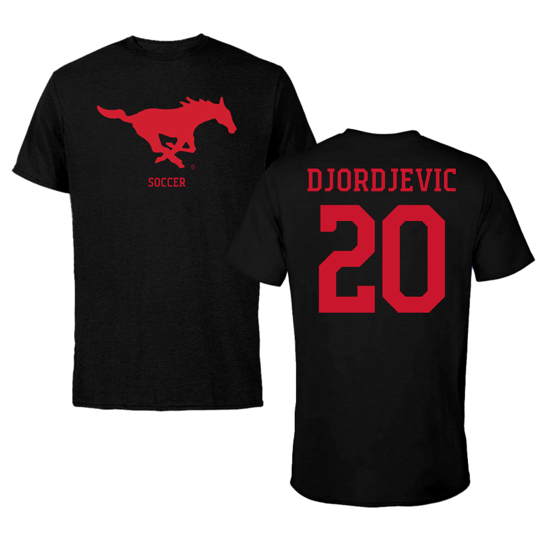 Southern Methodist University Soccer (M) Black Performance Tee - #20 Nikola Djordjevic