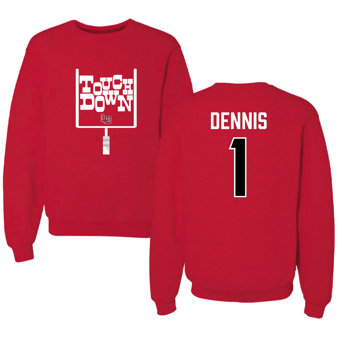 Lamar University Football Red Touchdown Crewneck - #1 Andre Dennis