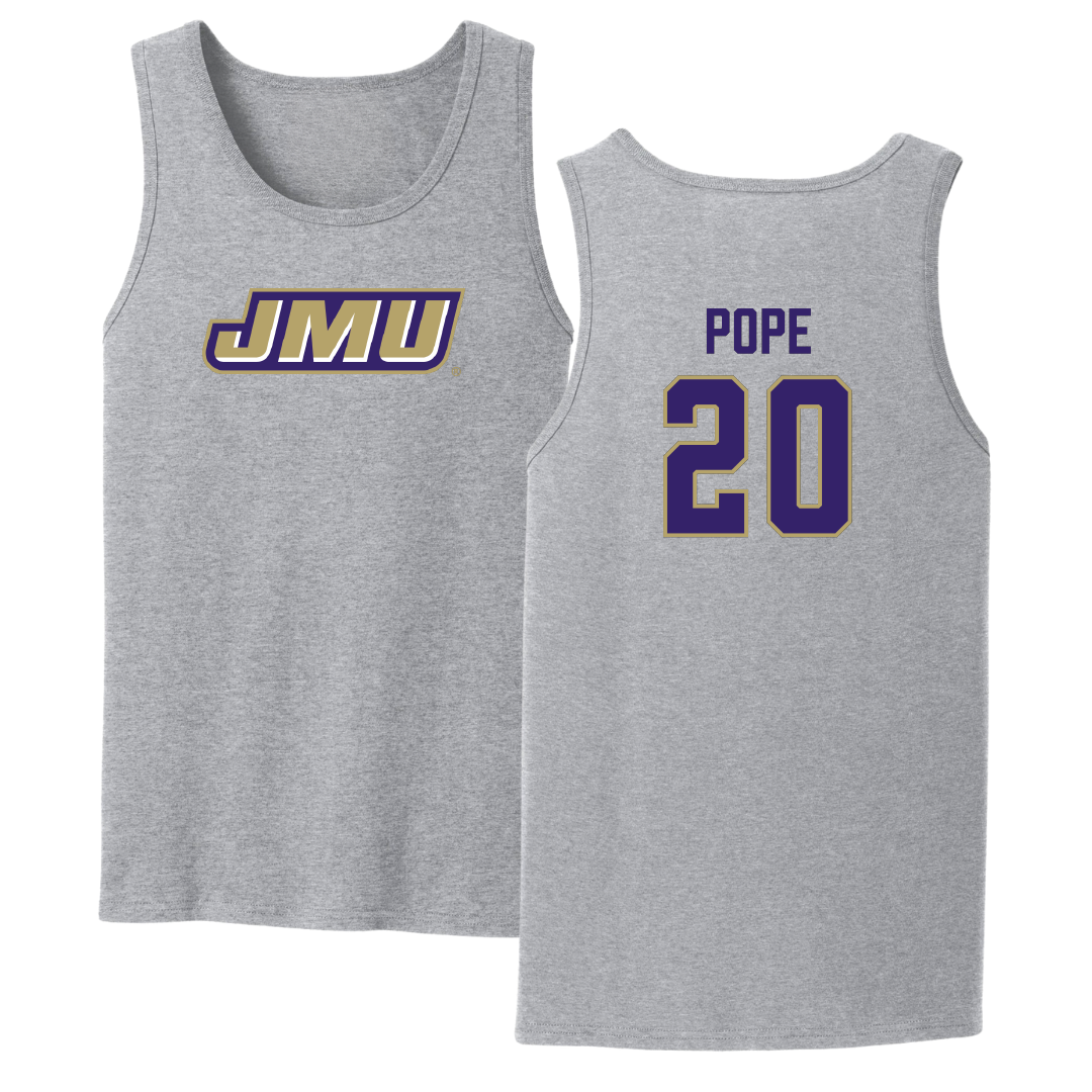 James Madison University Basketball Sport Gray Tank Top - #20 Jarrell Pope
