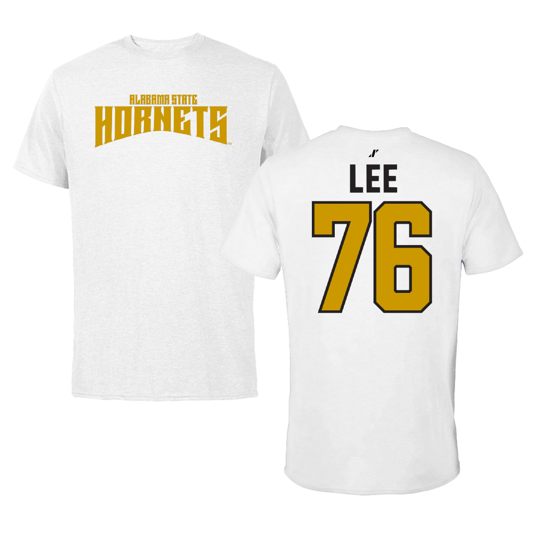 Alabama State University Football White Classic Tee - #76 Marvin Lee
