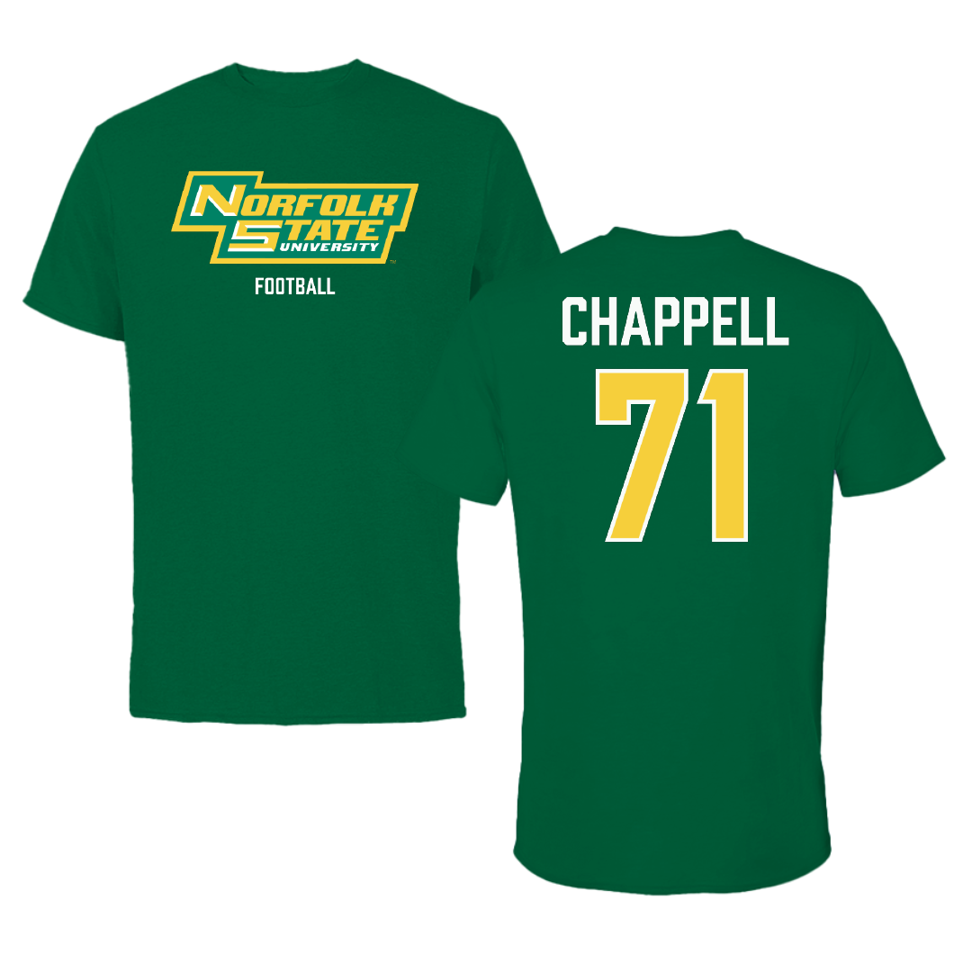 Norfolk State University Football Green Tee - #71 Jayden Chappell