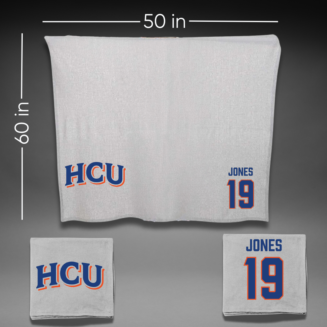 Houston Christian University Football Gray Blanket - #19 Zion Jones