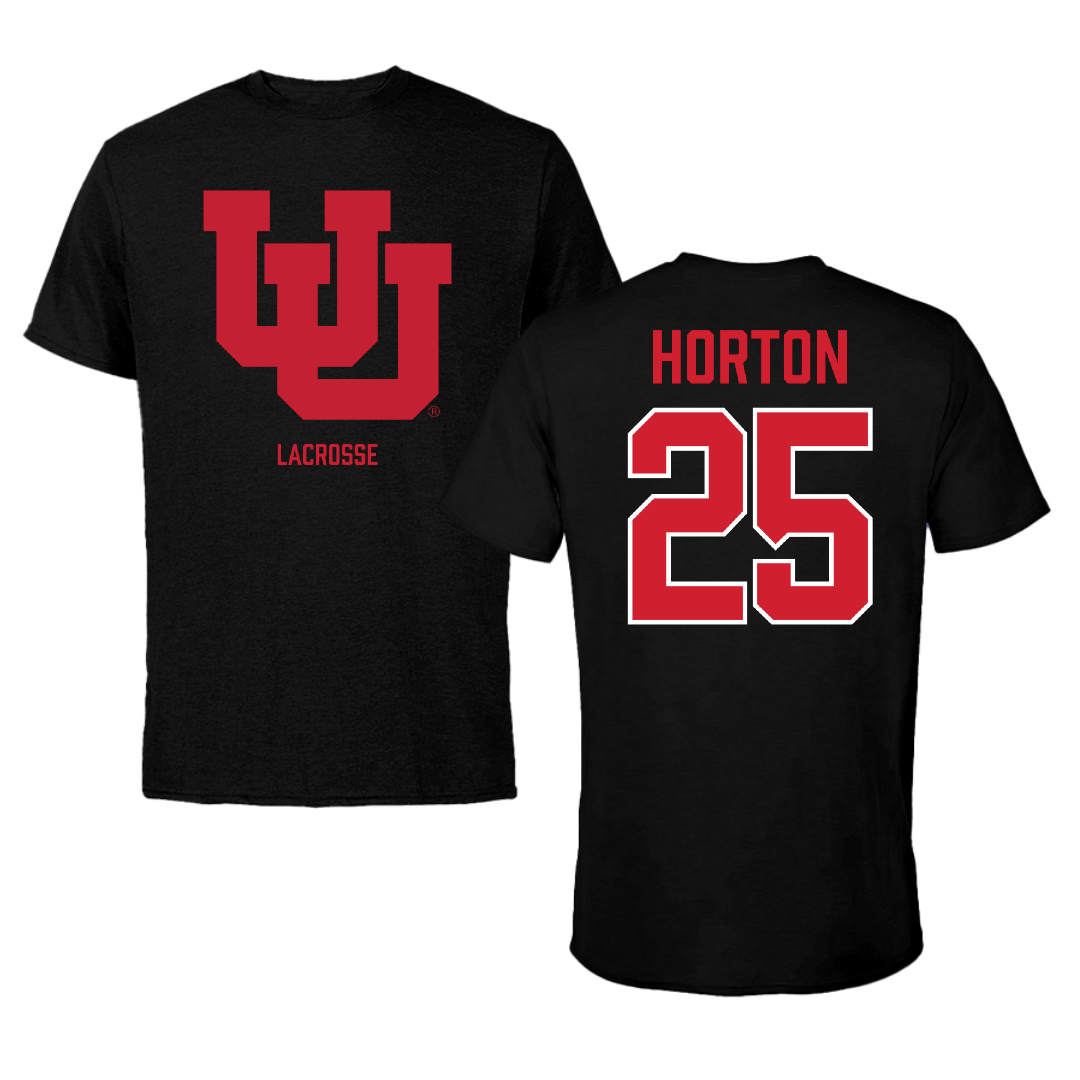 University of Utah Lacrosse (M) Black Tee - #25 Bryce Horton