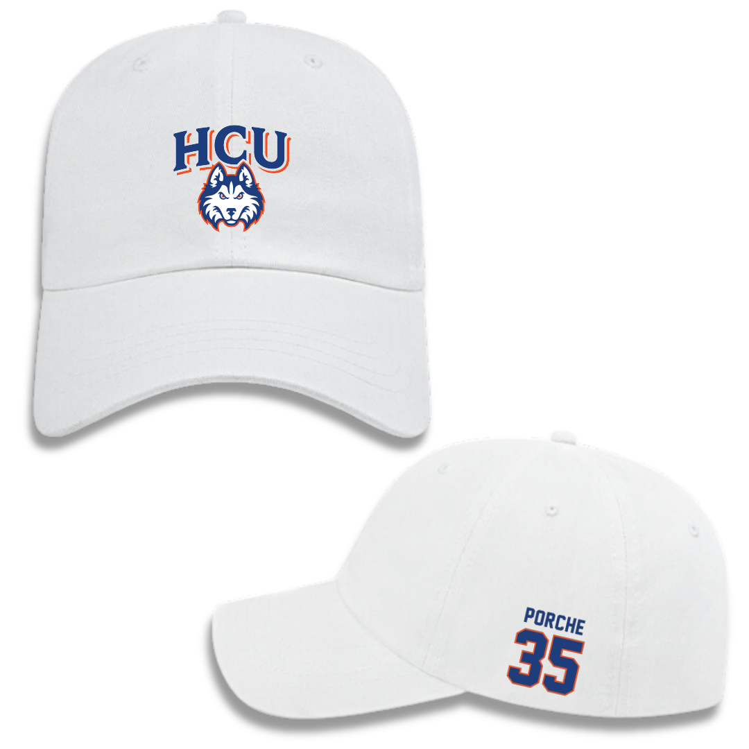 Houston Christian University Baseball White Hat - #35 Ryan Porche