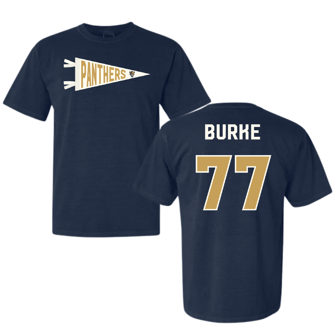 Florida International University Football Navy Pennant Comfort Colors Tee - #77 Travis Burke