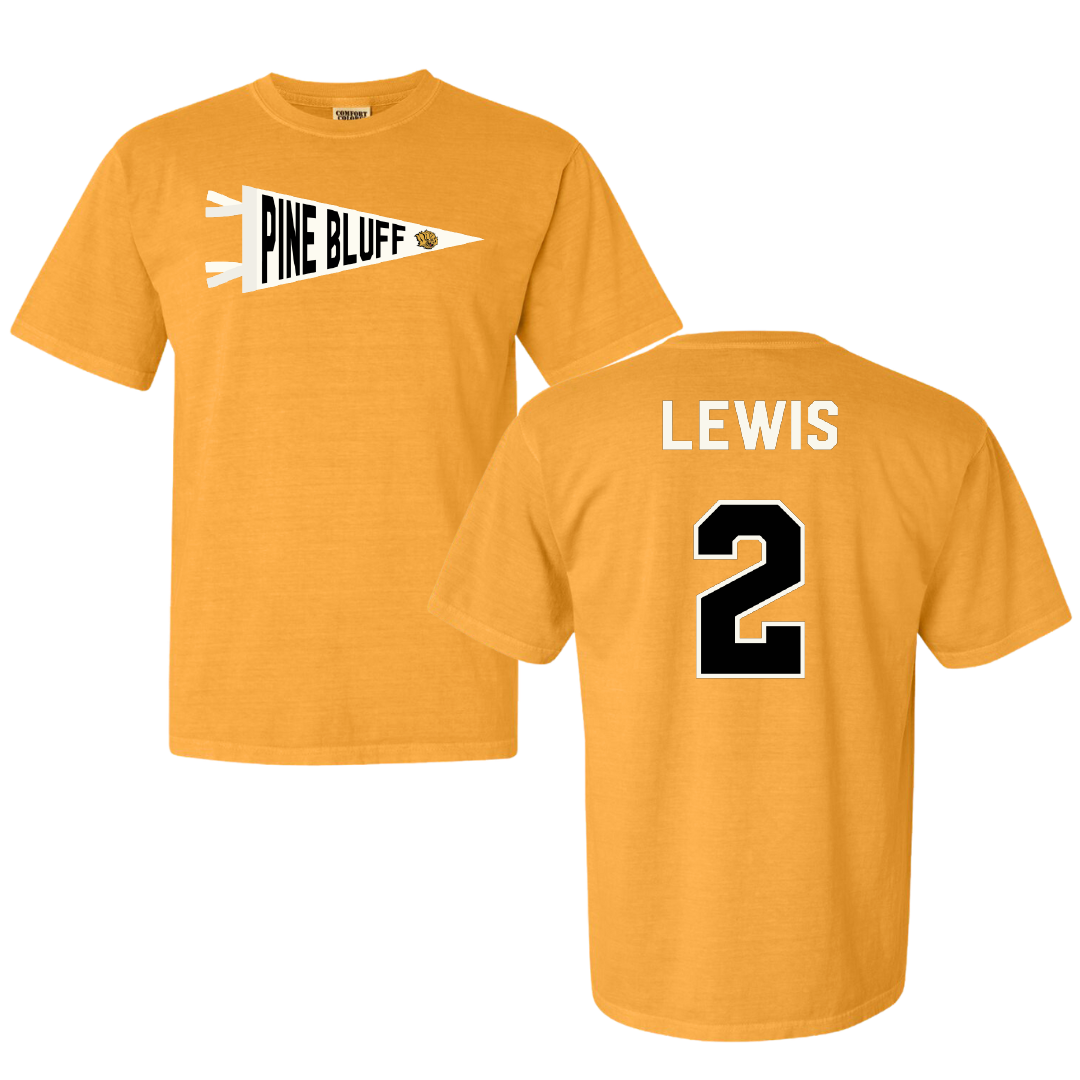 University of Arkansas-Pine Bluff Football Gold Pennant Comfort Colors Tee - #2 Kenji Lewis